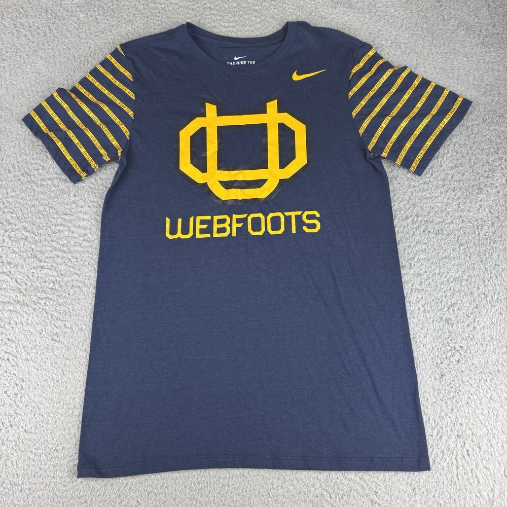 Oregon Ducks Shirt Mens Small Blue‎ Yellow Webfoots Short Sleeve Logo Nike